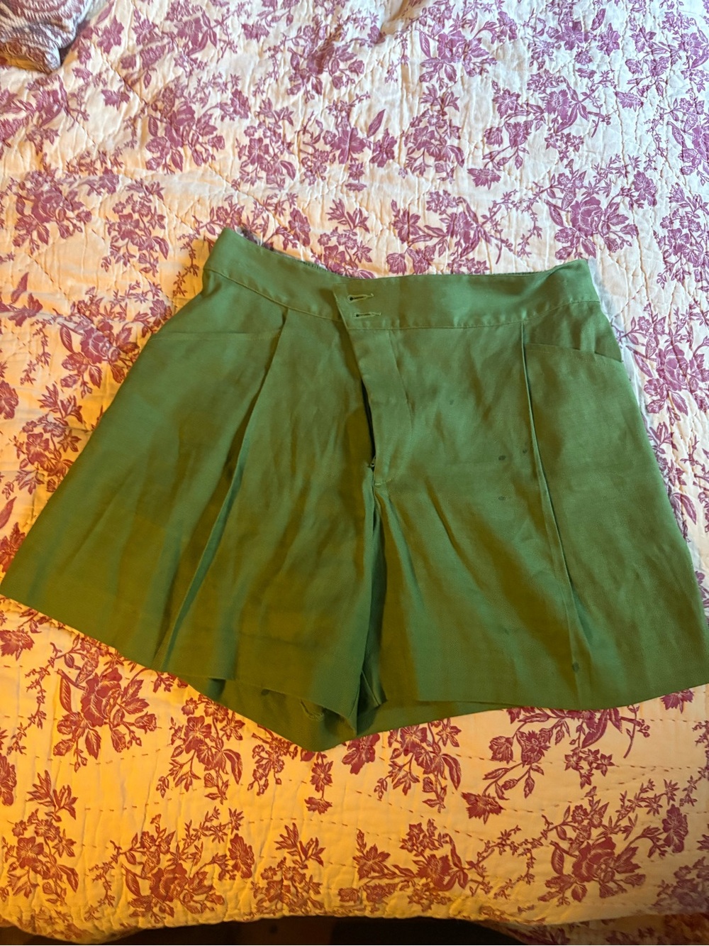 CAbi Olive Green Pleated Shorts size 6